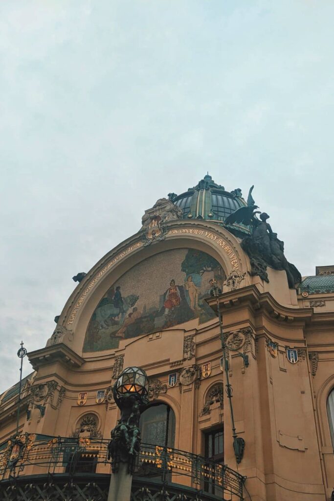 View of the Municipal House in Old Town Prague