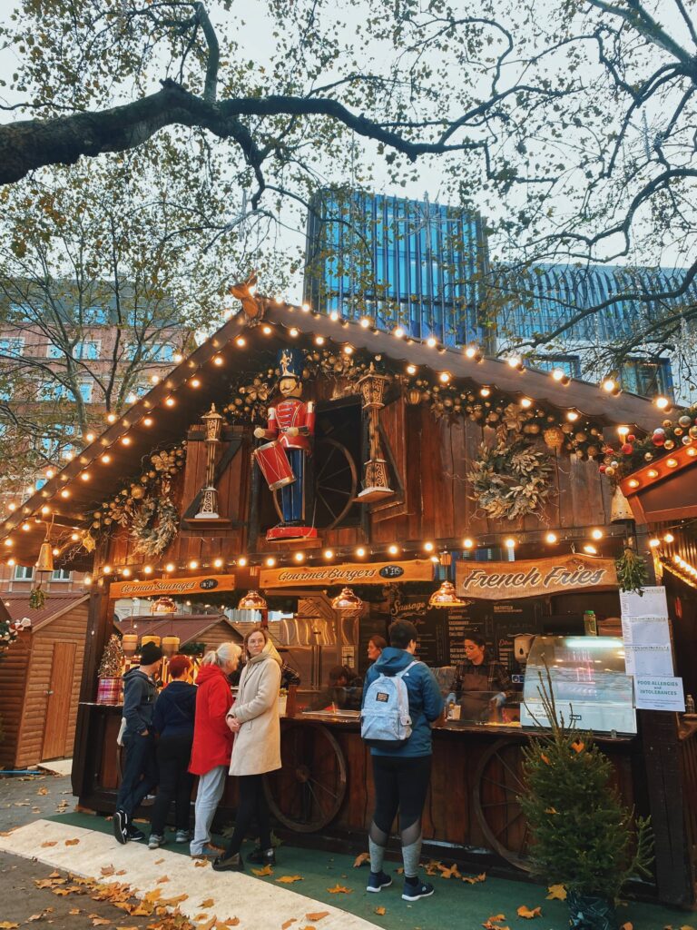 Christmas market in Leicester Square, London