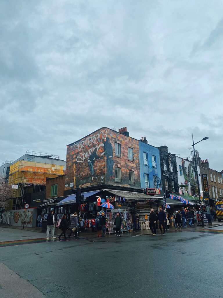 Dr Martens mural above a shop on Camden High Street