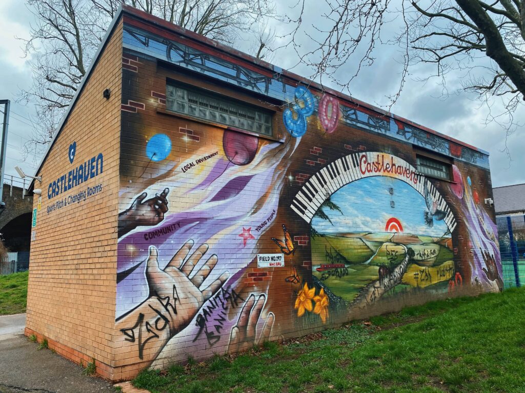 Piano mural on Castlehaven Road in Camden