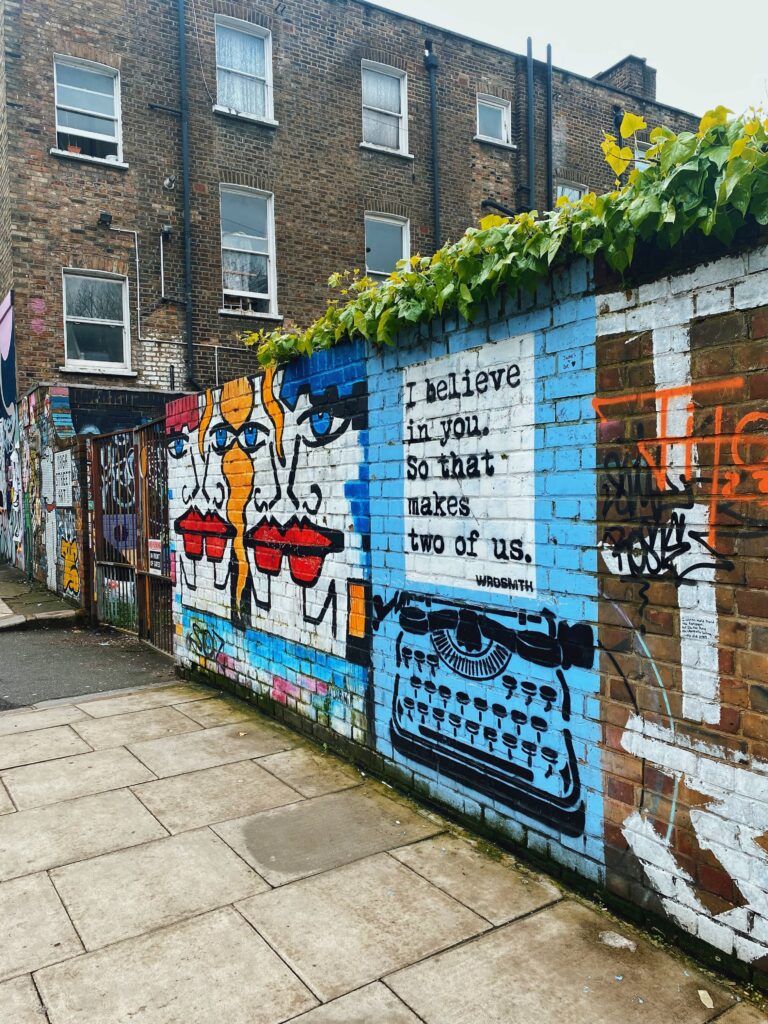 Street art my WRDSMTH and Anna Laurini on Castlehaven Road in Camden