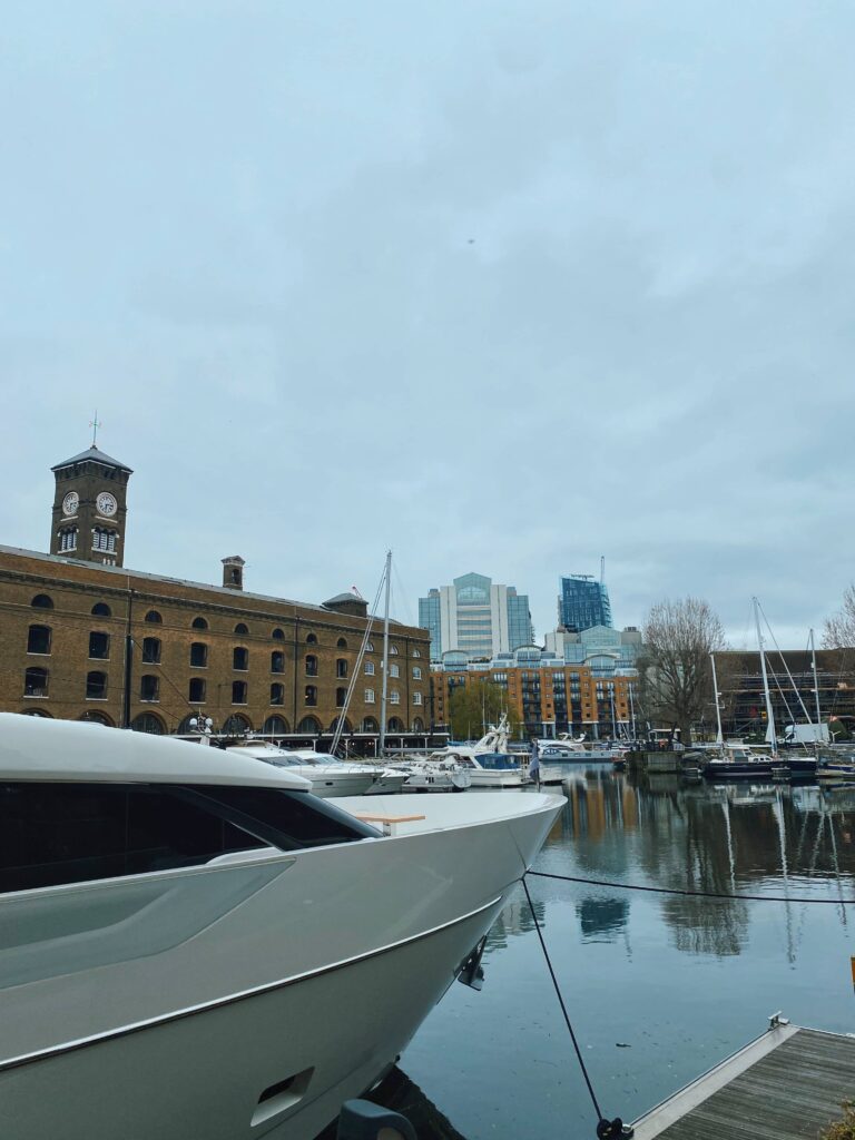Boats by the St Katharine Docks in London