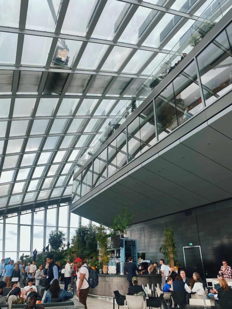 View of Sky Garden's seating in the foyer