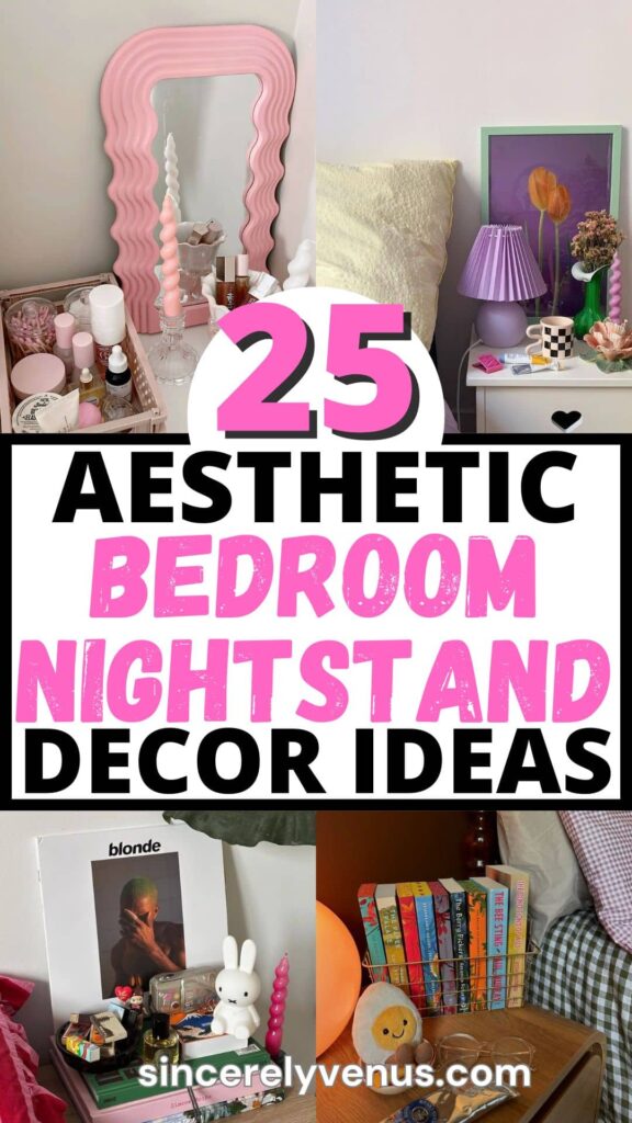 Bedroom nightstand decor ideas pin